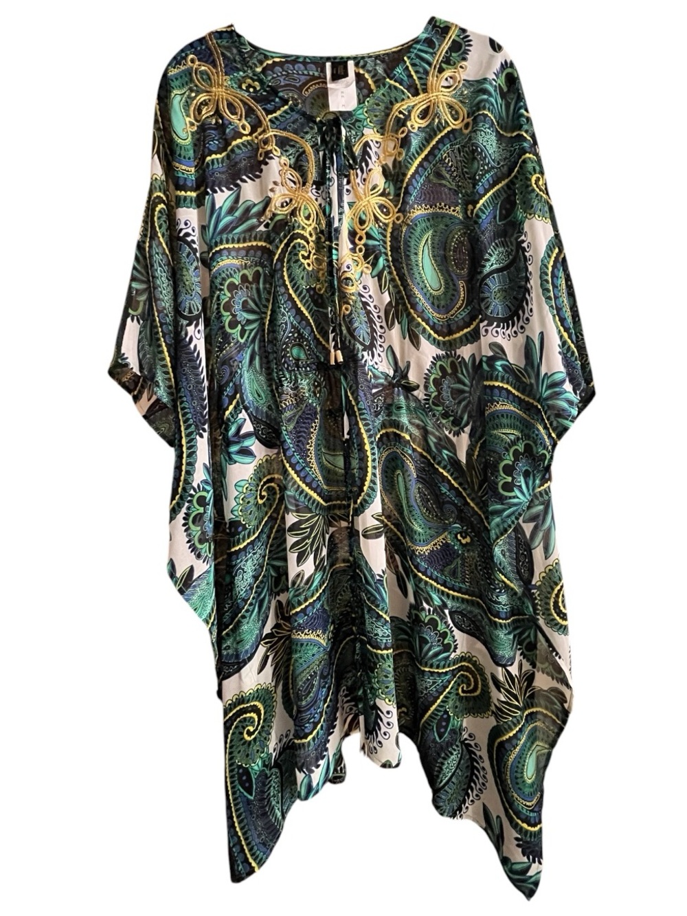 NWT GORGEOUS Green & Blue Paisley Swim Cover from Laundry by Shelli Segal.
